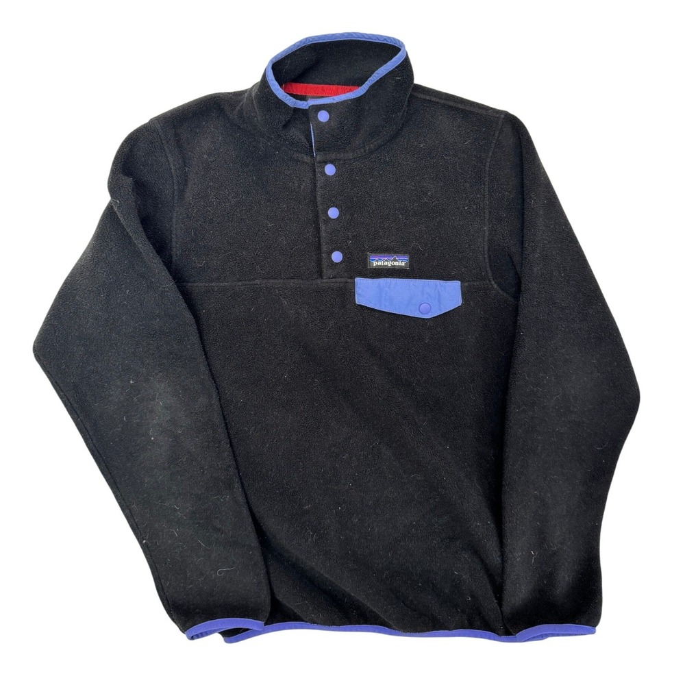 Patagonia Womens Lightweight Synchilla Snap-T Fleece Pullover Black‎ Blue S
